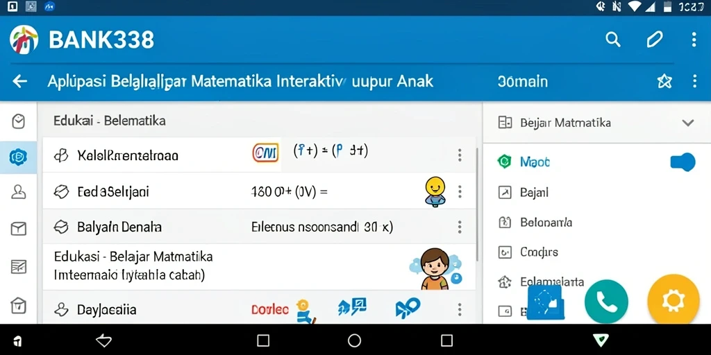 Tampilan antarmuka interaktif aplikasi BANK338 untuk belajar matematika.