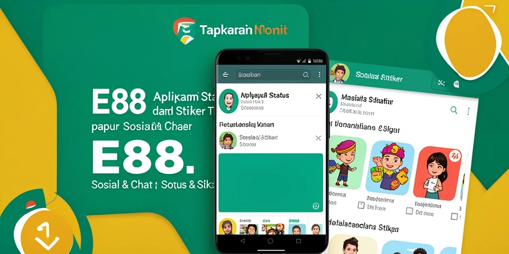 Antarmuka pengguna E88 dengan berbagai pilihan stiker menarik.