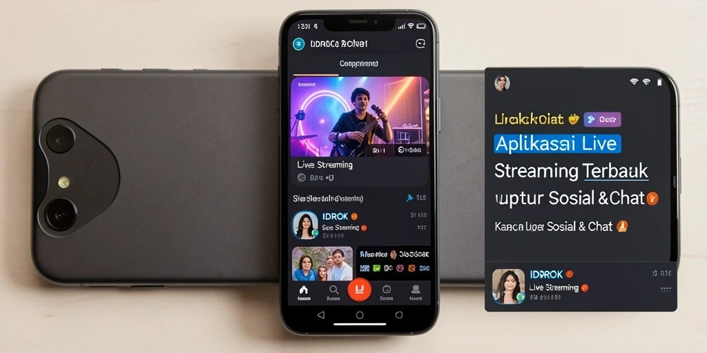 Screenshot aplikasi IDROK menunjukkan antarmuka Live Streaming yang interaktif.