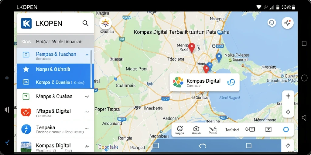 Antarmuka kompas digital LKOPEN yang intuitif dan informatif.