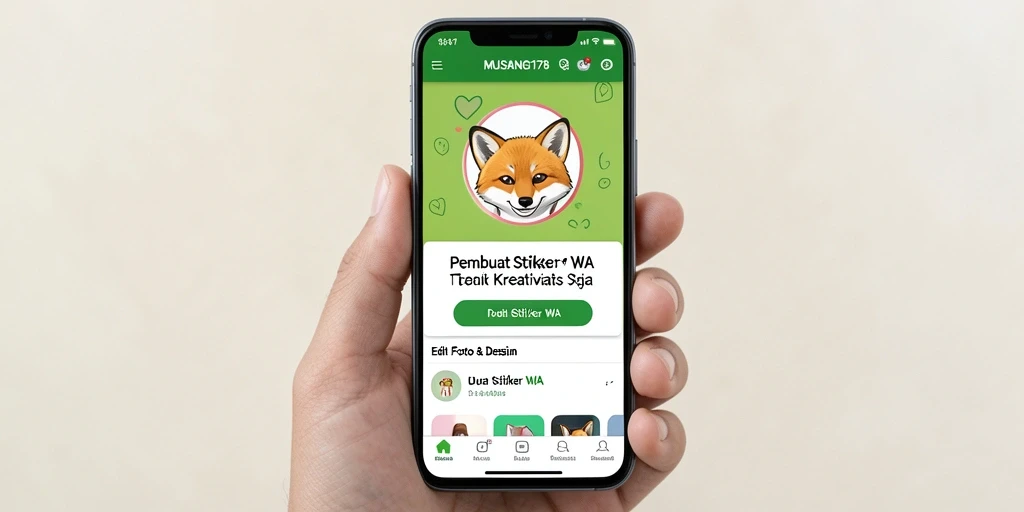 Tampilan antarmuka MUSANG178 untuk membuat stiker WA yang menarik.