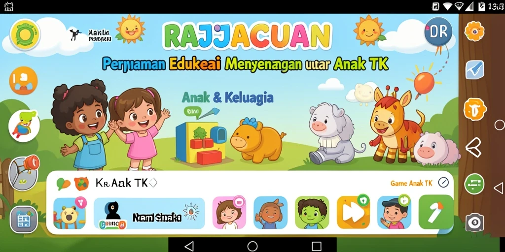 Antarmuka menyenangkan RAJACUAN untuk anak-anak belajar dan bermain.