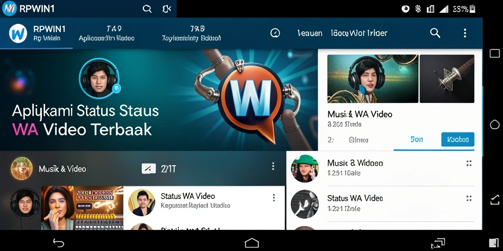 Tampilan antarmuka RPWIN1 menampilkan koleksi video musik menarik untuk Status WA.