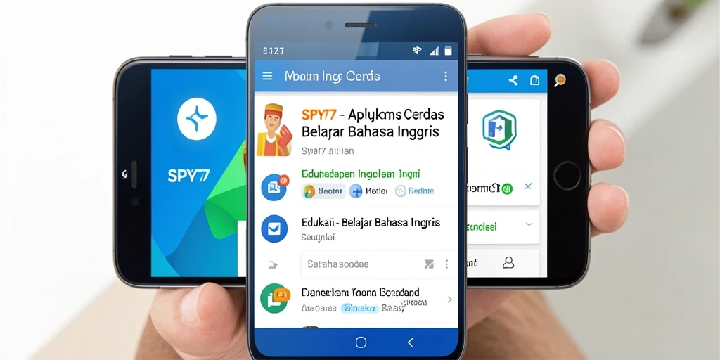 Antarmuka SPY77 menampilkan fitur belajar Bahasa Inggris yang interaktif.