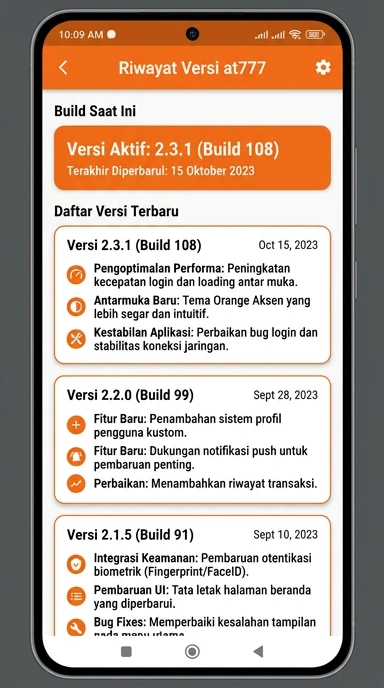Riwayat Versi Aplikasi at777 untuk Android